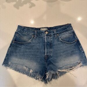 We The Free Blue Distressed Jean Shorts